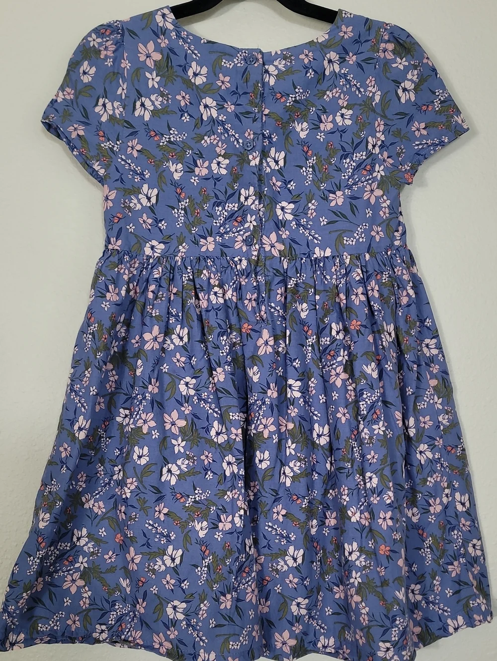 OshKosh Bgosh Girls Floral Dress Size 5 Blue Cotton Fit & Flare Garden Easter